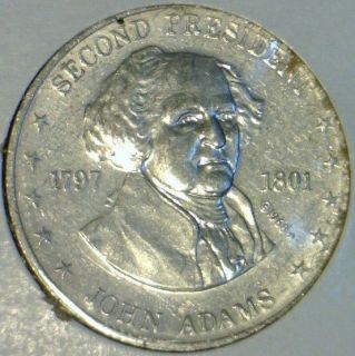 John Adams Mr. Presedent Shell Commemorative Medal   Token   Coin
