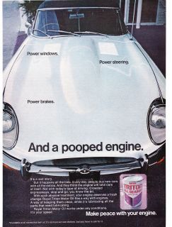 Original Print Ad 1969 ROYAL TRITON ALL SEASON MOTOR OIL and a pooped 