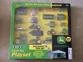 John Deere 75 Pc Die Cast Metal Farm Toy Play Set Tractor Truck Shed 