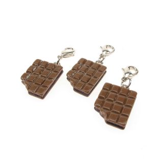   Resin Chocolate Bar Charms With Silver Plated Lobster Clasp 18x14x4mm
