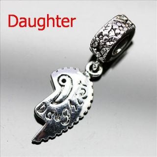 Daughter Pendant Silver European Charm Bead for Snake Bracelet 