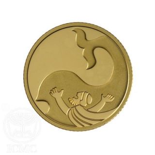 ISRAEL 2010 JONAH IN THE WHALE SMALL GOLD COMMEMORATIVE BIBLE COIN 