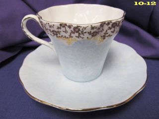  teacup and saucer fine bone china by Taylor & Kent blue gold