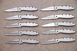 TEN Kershaw Leek Knife silver plain Blade 1660 silver handle *Blem 