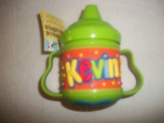 new kevin sippy cup green personalized non spill valve time