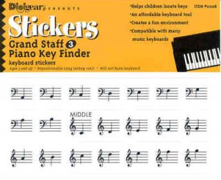 Grand Staff 3   Piano Keyboard Stickers Key Decal Label Teach Play 