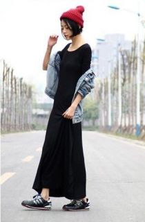 new heavy cotton maxi dress in fall winter wear black grey