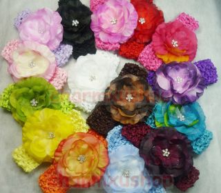   LOTS wholesale Flower Jewel Centered Head Girl Kids Baby hair Clip Bow