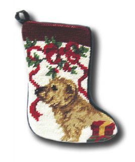   CHRISTMAS STOCKING 8H BROWN PUPPY DOG NORWICH TERRIER BENJIE