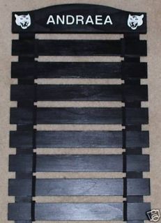 custom black painted karate belt display rack 6 slats personalized