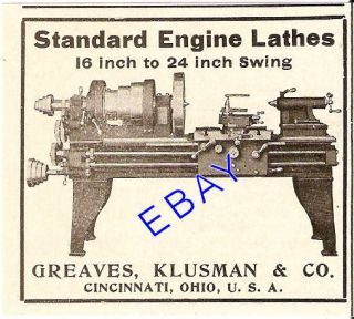 1908 greaves klusman standard engine lathe tool ad ohio time