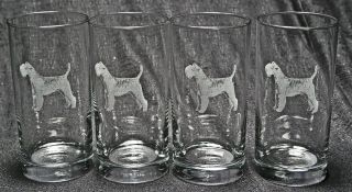 Lakeland Terrier Dog Laser Etched Cooler/Tumbler Glass Set of 4