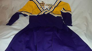 cheer leading uniform size 38 purple yellow tri cit y