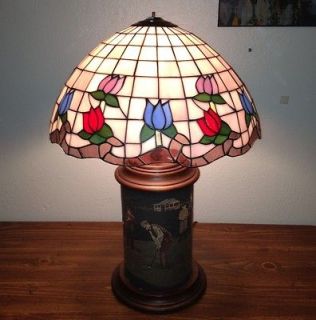 beautiful vintage tiffany style stained glass lamp shade floral design