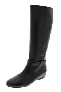 Ellen Tracy NEW Lana Black Leather Flat Knee High Boots Shoes 10 BHFO