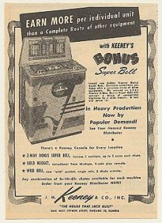 1948 keeney bonus super bell game machine print ad  12 99 