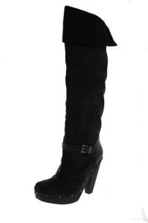 Rachel Roy NEW Enkala Black Suede Platform Heels Over The Knee Boots 