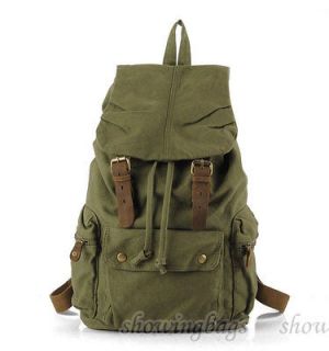 A8 L green Mens Vintage Canvas Hiking Travel Military Backpacks 
