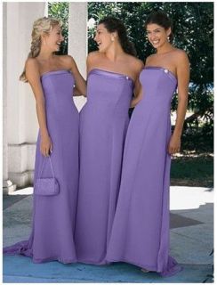 New Lilac Long Chiffon Bridesmaids Dress Wedding Party Maxi Prom 