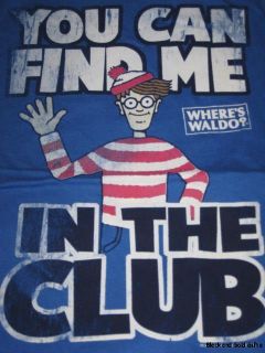Medium Juniors Graphic Tshirt Shirt Blue Wheres Waldo You CAN Find Me 