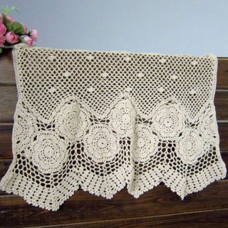   cottage chic vintage lace handcraft beige crochet valance curtain