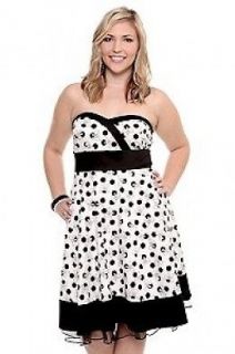 NWT TORRID Strapless Party Dress w/White Bows and Black Polka Dots 