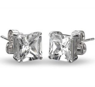 Ladies Cubic Zirconia Crystal 18K White Gold Filled Wedding Stud Solid 