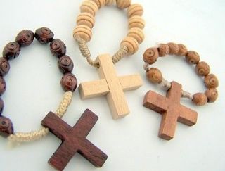 Wooden Cross & Beads Rosary Prayer Inspirational Catholic Christian 