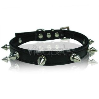 11 14 Black Leather Spiked Dog Collar Small S Spikes Fashion Collar