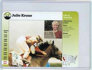 2001 grolier horse racing card julie krone mint rare time