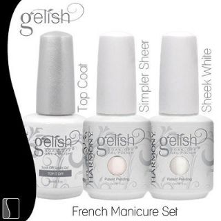Gelish French Manicure Kit Soak Off Nail Polish Gel Top Coat Color Set 