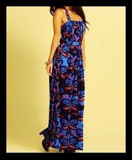 168 NWT French Connection MAXI DRESS Blue HALTER Free People 