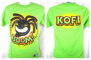 Kofi Kingston Boom Squad Lime Green WWE Authentic T shirt New