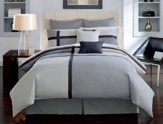  Microsuede Black Grey Patchwork Comforter Set Bed in a Bag King Size