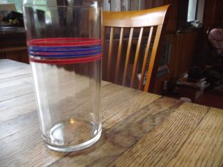 Vintage 1950s 1960s 12 drinking glasses tumblers red and blue stripe 