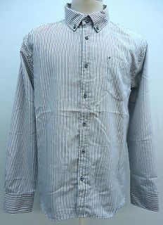 cohesive men s striped button front shirt in grey size