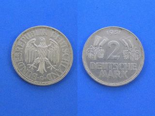 Germany 2 Deutsche Mark Coin. 1951D. 26.75 mm. XF