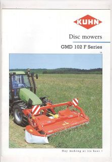 1998 kuhn gmd 102 f series disc mowers brochure from