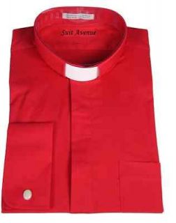 Mens Clergy Cassock Robe Preacher Tab Collar Shirt Red 16 16 1/2 34 