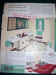 1942 nairn linoleum retro bathroom bath floor ad time left