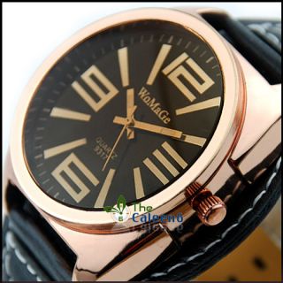 New Fashion Leather Men Stylish Oversized Face Wrist Watch 4 Colors 