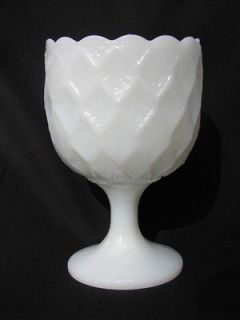 EO Brody? Vintage White Milk Glass COMPOTE/GOBLET​/PLANTER Honeycomb 
