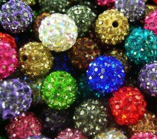   100pc 10MM CZ Crystal Clay beads FOR Pave Disco Balls Multied colors