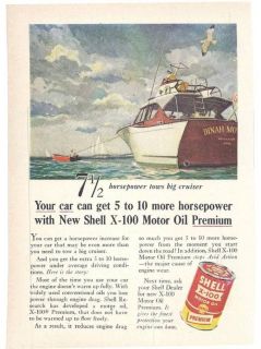 rare 1955 shell premium motor oil ad cabin cruiser boat