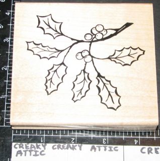 large holly sprig leaves rubber stamp jrl designs berry time