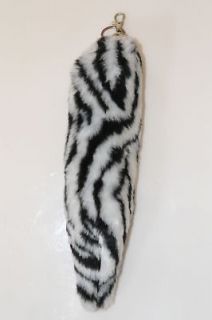new fox fur faux tail keychain purse rings zebra print