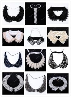 Various Peter Faux Pearl Crystal Choker Lace Collar Detachable Wrap 