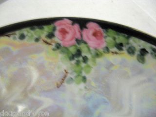 Older M Z Czech CMF Iridescent 7 3/4 Plate Sweets or Candy Pink roses 