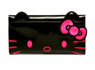 AUTHENTIC  Loungefly ~ HELLO KITTY BLACK PATENT FACE WALLET 