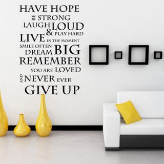 Never Give Up   Wall Quotes Vinyl Wall Stickers Wall Decals Words 